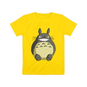 Детская футболка хлопок с принтом Тоторо в Белгороде, 100% хлопок | круглый вырез горловины, полуприлегающий силуэт, длина до линии бедер | anime | totoro | аниме | анимэ | монстр | монстрик | персонаж | существо | тоторо | хранитель