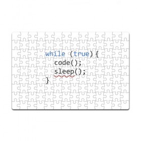 Пазл магнитный 126 элементов с принтом Code - sleep в Белгороде, полимерный материал с магнитным слоем | 126 деталей, размер изделия —  180*270 мм | Тематика изображения на принте: c | c++ | code | coder | computer | hacker | java | programm | tag | жизнь | код | кодер | программа | программист | сон | хакер | хочу спать