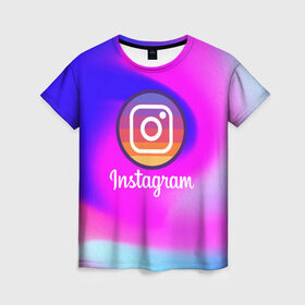Женская футболка 3D с принтом INSTAGRAM в Белгороде, 100% полиэфир ( синтетическое хлопкоподобное полотно) | прямой крой, круглый вырез горловины, длина до линии бедер | insta | instagram | instagramm | social | видео | инста | инстаграм | инстаграмм | приложение | социальная сеть | фото