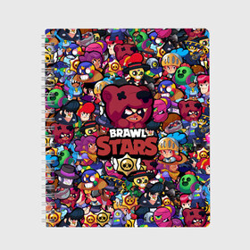 Тетрадь с принтом BRAWL STARS NITA в Белгороде, 100% бумага | 48 листов, плотность листов — 60 г/м2, плотность картонной обложки — 250 г/м2. Листы скреплены сбоку удобной пружинной спиралью. Уголки страниц и обложки скругленные. Цвет линий — светло-серый
 | bibi | brawl stars | brock | bull | crow | dinomike | el primo | leon | mobile game | nita | poko | ricochet | stars | tara | бравл старс | ворон | леон | мобильные игры