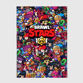 Постер с принтом ПЕРСОНАЖИ BRAWL STARS в Белгороде, 100% бумага
 | бумага, плотность 150 мг. Матовая, но за счет высокого коэффициента гладкости имеет небольшой блеск и дает на свету блики, но в отличии от глянцевой бумаги не покрыта лаком | bibi | brawl stars | brock | bull | crow | dinomike | el primo | leon | mobile game | nita | poko | ricochet | stars | tara | бравл старс | ворон | леон | мобильные игры