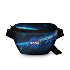 Поясная сумка 3D с принтом NASA в Белгороде, 100% полиэстер | плотная ткань, ремень с регулируемой длиной, внутри несколько карманов для мелочей, основное отделение и карман с обратной стороны сумки застегиваются на молнию | Тематика изображения на принте: galaxy | nasa | nebula | space | star | абстракция | вселенная | галактика | звезда | звезды | космический | наса | планеты