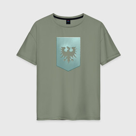 Женская футболка хлопок Oversize с принтом GALLENTE в Белгороде, 100% хлопок | свободный крой, круглый ворот, спущенный рукав, длина до линии бедер
 | eve | eve online | gallente | галленте | игры | эмблема