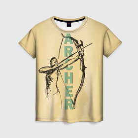 Женская футболка 3D с принтом Archer в Белгороде, 100% полиэфир ( синтетическое хлопкоподобное полотно) | прямой крой, круглый вырез горловины, длина до линии бедер | archer | archery | bow | bow hunter | bowhunter | лук | лучник | стрельба из лука