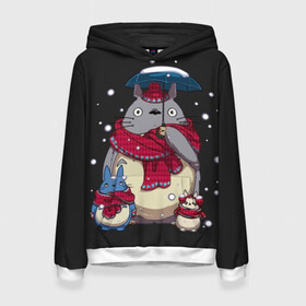 Женская толстовка 3D с принтом My Neighbor Totoro зонт от снега в Белгороде, 100% полиэстер  | двухслойный капюшон со шнурком для регулировки, мягкие манжеты на рукавах и по низу толстовки, спереди карман-кенгуру с мягким внутренним слоем. | Тематика изображения на принте: anime | hayao miyazaki | japanese | meme | miyazaki | piano | studio ghibli | tokyo | totoro | гибли | котобус | мой | сосед | сусуватари | тонари | тоторо | хаяо миядзаки
