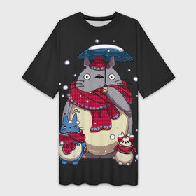 Платье-футболка 3D с принтом My Neighbor Totoro зонт от снега в Белгороде,  |  | anime | hayao miyazaki | japanese | meme | miyazaki | piano | studio ghibli | tokyo | totoro | гибли | котобус | мой | сосед | сусуватари | тонари | тоторо | хаяо миядзаки