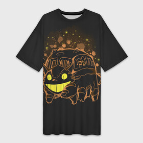 Платье-футболка 3D с принтом My Neighbor Totoro оранжевый кот в Белгороде,  |  | anime | hayao miyazaki | japanese | meme | miyazaki | piano | studio ghibli | tokyo | totoro | гибли | котобус | мой | сосед | сусуватари | тонари | тоторо | хаяо миядзаки