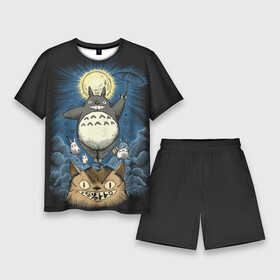 Мужской костюм с шортами 3D с принтом My Neighbor Totoro кот и заяц в Белгороде,  |  | anime | hayao miyazaki | japanese | meme | miyazaki | piano | studio ghibli | tokyo | totoro | гибли | котобус | мой | сосед | сусуватари | тонари | тоторо | хаяо миядзаки