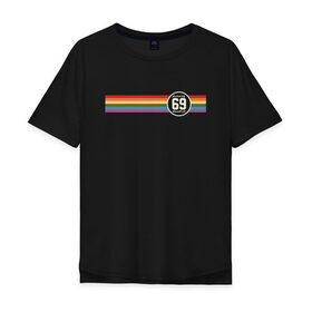 Мужская футболка хлопок Oversize с принтом Rainbow 69 в Белгороде, 100% хлопок | свободный крой, круглый ворот, “спинка” длиннее передней части | Тематика изображения на принте: 