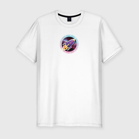 Мужская футболка хлопок Slim с принтом SPACE ROCKET в Белгороде, 92% хлопок, 8% лайкра | приталенный силуэт, круглый вырез ворота, длина до линии бедра, короткий рукав | rocket | space | вселенная | космос | ракета | рисунок