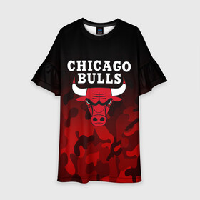 Детское платье 3D с принтом CHICAGO BULLS | ЧИКАГО БУЛЛС в Белгороде, 100% полиэстер | прямой силуэт, чуть расширенный к низу. Круглая горловина, на рукавах — воланы | Тематика изображения на принте: bulls | chicago | chicago bulls | nba | red bulls | usa | америка | быки | нба | сша | чикаго буллс