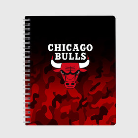 Тетрадь с принтом CHICAGO BULLS в Белгороде, 100% бумага | 48 листов, плотность листов — 60 г/м2, плотность картонной обложки — 250 г/м2. Листы скреплены сбоку удобной пружинной спиралью. Уголки страниц и обложки скругленные. Цвет линий — светло-серый
 | Тематика изображения на принте: bulls | chicago | chicago bulls | nba | red bulls | usa | америка | быки | нба | сша | чикаго буллс