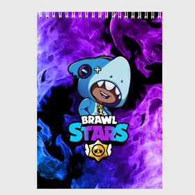 Скетчбук с принтом Brawl Stars LEON SHARK в Белгороде, 100% бумага
 | 48 листов, плотность листов — 100 г/м2, плотность картонной обложки — 250 г/м2. Листы скреплены сверху удобной пружинной спиралью | 8 bit | 8 бит | brawl | brawl stars | crow | leon | shark | stars | акула | бравл | бравл старс | браво старс | игра | компьютерная | кров | леон | леон акула | онлайн | старс | шарк