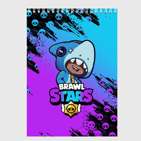 Скетчбук с принтом Brawl Stars LEON SHARK в Белгороде, 100% бумага
 | 48 листов, плотность листов — 100 г/м2, плотность картонной обложки — 250 г/м2. Листы скреплены сверху удобной пружинной спиралью | 8 bit | 8 бит | brawl | brawl stars | crow | leon | shark | stars | акула | бравл | бравл старс | браво старс | игра | компьютерная | кров | леон | леон акула | онлайн | старс | шарк