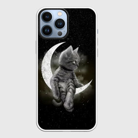 Чехол для iPhone 13 Pro Max с принтом Кот на луне в Белгороде,  |  | Тематика изображения на принте: cat | kitten | звёзды | космос | кот | котейка | котёнок | кошка | луна