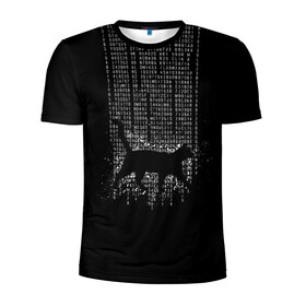 Мужская футболка 3D спортивная с принтом Matrix cat в Белгороде, 100% полиэстер с улучшенными характеристиками | приталенный силуэт, круглая горловина, широкие плечи, сужается к линии бедра | Тематика изображения на принте: matrix | андерсон | всемогущий | дежавю | киану | код | кот | матрица | поверь | ривз | себя | томас