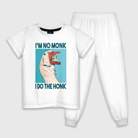 Детская пижама хлопок с принтом Гусь Хонк в Белгороде, 100% хлопок |  брюки и футболка прямого кроя, без карманов, на брюках мягкая резинка на поясе и по низу штанин
 | Тематика изображения на принте: goose | honk | гуси | гусь | хонк