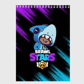 Скетчбук с принтом Brawl Stars LEON SHARK в Белгороде, 100% бумага
 | 48 листов, плотность листов — 100 г/м2, плотность картонной обложки — 250 г/м2. Листы скреплены сверху удобной пружинной спиралью | 8 bit | 8 бит | brawl | brawl stars | crow | leon | shark | stars | акула | бравл | бравл старс | браво старс | игра | компьютерная | кров | леон | леон акула | онлайн | старс | шарк