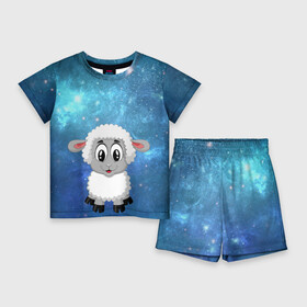 Детский костюм с шортами 3D с принтом Овечка в Белгороде,  |  | детство | животные | забавный | копыта | кудряшки | лес | мохнатый | овечка | овца | пастбище | поле | уши | шерсть