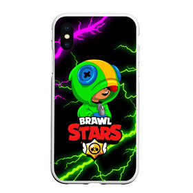 Чехол для iPhone XS Max матовый с принтом BRAWL STARS LEON в Белгороде, Силикон | Область печати: задняя сторона чехла, без боковых панелей | brawl stars | crow | leon | leon shark | sally leon | shark | stars | акула | берли | ворон | леон | леон акула | спайк | эль примо