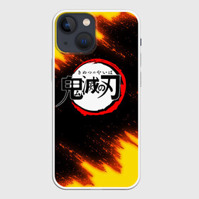 Чехол для iPhone 13 mini с принтом Kimetsu no Yaiba черножелтый в Белгороде,  |  | demon slayer | demon slayer: kimetsu no yaiba | kimetsu | kimetsu no yaiba | nezuko | slayer | tanjiro | клинок рассекающий демонов | незуко | танджиро | шинобу кочо