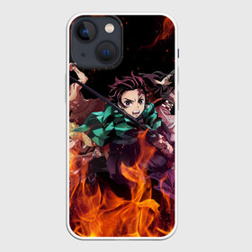 Чехол для iPhone 13 mini с принтом Kimetsu no Yaiba в огне в Белгороде,  |  | demon slayer | demon slayer: kimetsu no yaiba | kimetsu | kimetsu no yaiba | nezuko | slayer | tanjiro | клинок рассекающий демонов | незуко | танджиро | шинобу кочо