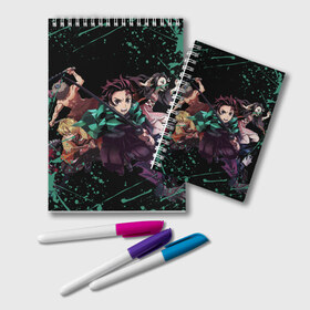 Блокнот с принтом DEMON SLAYER KIMETSU NO YAIBA КЛИНОК РАССЕКАЮЩИЙ ДЕМОНОВ в Белгороде, 100% бумага | 48 листов, плотность листов — 60 г/м2, плотность картонной обложки — 250 г/м2. Листы скреплены удобной пружинной спиралью. Цвет линий — светло-серый
 | demon slayer | kimetsu no yaiba | nezuko | shinobu | slayer | tanjiro | zenitsu | гию томиока | зенитсу | зенитцу | иноске хашибира | клинок рассекающий демонов | незуко | танджиро | шинобу кочо