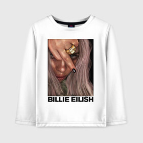 Детский лонгслив хлопок с принтом BILLIE EILISH в Белгороде, 100% хлопок | круглый вырез горловины, полуприлегающий силуэт, длина до линии бедер | ayelish | bad guy | bellyache | bilie eilish | bilie elish | billie | billie eilish | eilish | electronic | elish | music | били айлиш | билли айлиш | эйлиш | элиш