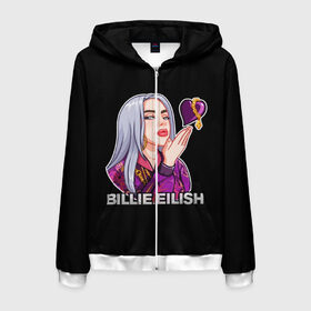 Мужская толстовка 3D на молнии с принтом BILLIE EILISH в Белгороде, 100% полиэстер | длина до линии бедра, манжеты и пояс оформлены мягкой тканевой резинкой, двухслойный капюшон со шнурком для регулировки, спереди молния, по бокам два кармана | ayelish | bad guy | bellyache | bilie eilish | bilie elish | billie | billie eilish | eilish | electronic | elish | music | били айлиш | билли айлиш | эйлиш | элиш