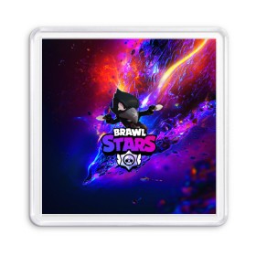 Магнит 55*55 с принтом BRAWL STARS CROW в Белгороде, Пластик | Размер: 65*65 мм; Размер печати: 55*55 мм | bibi | brawl stars | brock | bull | crow | dinomike | el primo | leon | mobile game | nita | poko | ricochet | stars | tara | бравл старс | ворон | леон | мобильные игры