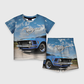 Детский костюм с шортами 3D с принтом Mustang в Белгороде,  |  | car | hoofs | horse | jump | mane | motorsport | mustang | power | race | sky | tail | usa | автомобиль | автоспорт | гонка | грива | копыта | лошадь | мощь | мустанг | небо | облака | скачка | сша | хвост