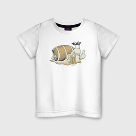 Детская футболка хлопок с принтом Улитка с Пивком в Белгороде, 100% хлопок | круглый вырез горловины, полуприлегающий силуэт, длина до линии бедер | Тематика изображения на принте: beer | snail | улитка