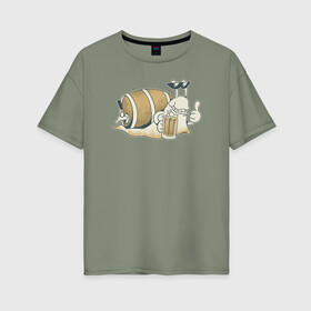 Женская футболка хлопок Oversize с принтом Улитка с Пивком в Белгороде, 100% хлопок | свободный крой, круглый ворот, спущенный рукав, длина до линии бедер
 | beer | snail | улитка
