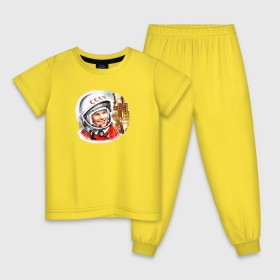 Детская пижама хлопок с принтом Гагарин № 1 в Белгороде, 100% хлопок |  брюки и футболка прямого кроя, без карманов, на брюках мягкая резинка на поясе и по низу штанин
 | 12 апреля | alekseevich | firs | gagarin | yuri | автограф | алексеевич | апрель | астронавт | восток | гагарин | день | космонавт | космонавтики | космос | первый | поехали | россия | русский | советский | ссср | юрий