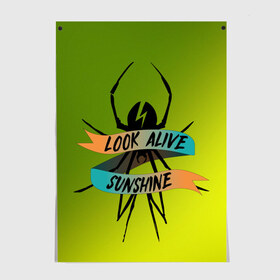 Постер с принтом Look alive sunshine в Белгороде, 100% бумага
 | бумага, плотность 150 мг. Матовая, но за счет высокого коэффициента гладкости имеет небольшой блеск и дает на свету блики, но в отличии от глянцевой бумаги не покрыта лаком | alive | look | my chemical | rok | romance | sunshine