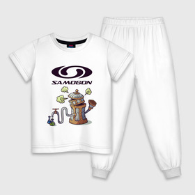 Детская пижама хлопок с принтом SAMOGON в Белгороде, 100% хлопок |  брюки и футболка прямого кроя, без карманов, на брюках мягкая резинка на поясе и по низу штанин
 | антибренд | прикол | приколы | самогон | юмор