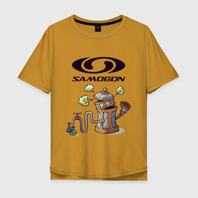 Мужская футболка хлопок Oversize с принтом SAMOGON в Белгороде, 100% хлопок | свободный крой, круглый ворот, “спинка” длиннее передней части | Тематика изображения на принте: антибренд | прикол | приколы | самогон | юмор