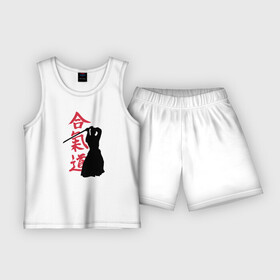 Детская пижама с шортами хлопок с принтом Айкидо в Белгороде,  |  | Тематика изображения на принте: aikido | аикидо | айкидо | восточные единоборства | единоборства | морихей уэсиба