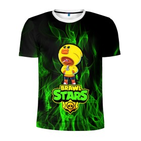 Мужская футболка 3D спортивная с принтом Brawl Stars (sally) в Белгороде, 100% полиэстер с улучшенными характеристиками | приталенный силуэт, круглая горловина, широкие плечи, сужается к линии бедра | brawl | leon | moba | sally | stars | supercell | игра