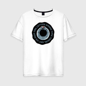 Женская футболка хлопок Oversize с принтом SNAKE TIME в Белгороде, 100% хлопок | свободный крой, круглый ворот, спущенный рукав, длина до линии бедер
 | cyborg_snake | rick and morty | snakes | space snake | vdgerir | рик и морти