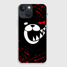 Чехол для iPhone 13 mini с принтом Monokuma красные брызги в Белгороде,  |  | anime | bear | black  white | danganronpa | kurokuma | monodam | monokuma | monomi | monotaro | rabbit | school | shirokuma | аниме | главарь | мoноми | монокума | черно белый | школа