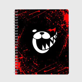 Тетрадь с принтом MONOKUMA в Белгороде, 100% бумага | 48 листов, плотность листов — 60 г/м2, плотность картонной обложки — 250 г/м2. Листы скреплены сбоку удобной пружинной спиралью. Уголки страниц и обложки скругленные. Цвет линий — светло-серый
 | Тематика изображения на принте: anime | bear | black  white | danganronpa | kurokuma | monodam | monokuma | monomi | monotaro | rabbit | school | shirokuma | аниме | главарь | мoноми | монокума | черно белый | школа