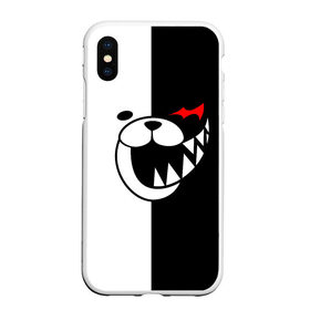 Чехол для iPhone XS Max матовый с принтом MONOKUMA (КАПЮШОН) в Белгороде, Силикон | Область печати: задняя сторона чехла, без боковых панелей | Тематика изображения на принте: anime | bear | black  white | danganronpa | kurokuma | monodam | monokuma | monomi | monotaro | rabbit | school | shirokuma | аниме | главарь | мoноми | монокума | черно белый | школа