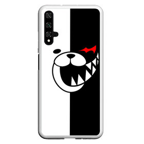 Чехол для Honor 20 с принтом MONOKUMA (КАПЮШОН) в Белгороде, Силикон | Область печати: задняя сторона чехла, без боковых панелей | Тематика изображения на принте: anime | bear | black  white | danganronpa | kurokuma | monodam | monokuma | monomi | monotaro | rabbit | school | shirokuma | аниме | главарь | мoноми | монокума | черно белый | школа