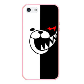 Чехол для iPhone 5/5S матовый с принтом MONOKUMA (КАПЮШОН) в Белгороде, Силикон | Область печати: задняя сторона чехла, без боковых панелей | anime | bear | black  white | danganronpa | kurokuma | monodam | monokuma | monomi | monotaro | rabbit | school | shirokuma | аниме | главарь | мoноми | монокума | черно белый | школа