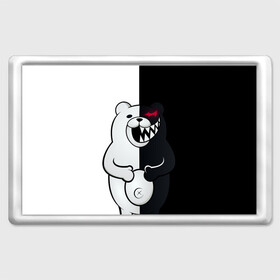 Магнит 45*70 с принтом MONOKUMA  в Белгороде, Пластик | Размер: 78*52 мм; Размер печати: 70*45 | anime | bear | black  white | danganronpa | kurokuma | monodam | monokuma | monomi | monotaro | rabbit | school | shirokuma | аниме | главарь | мoноми | монокума | черно белый | школа