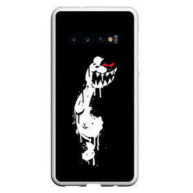 Чехол для Samsung Galaxy S10 с принтом MONOKUMA в Белгороде, Силикон | Область печати: задняя сторона чехла, без боковых панелей | Тематика изображения на принте: anime | bear | black | danganronpa | japan | monokuma | white | аниме | белое | медведь | монокума | черное | япония