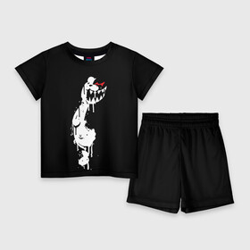 Детский костюм с шортами 3D с принтом MONOKUMA в темноте в Белгороде,  |  | Тематика изображения на принте: anime | bear | black | danganronpa | japan | monokuma | white | аниме | белое | медведь | монокума | черное | япония