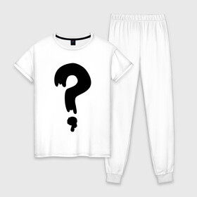 Женская пижама хлопок с принтом Знак Вопроса в Белгороде, 100% хлопок | брюки и футболка прямого кроя, без карманов, на брюках мягкая резинка на поясе и по низу штанин | футболка суса из гравити фолз