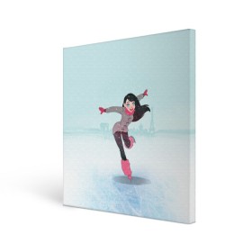 Холст квадратный с принтом Фигурное катание в Белгороде, 100% ПВХ |  | figure skating | коньки | конькобежный спорт | фигурное катание